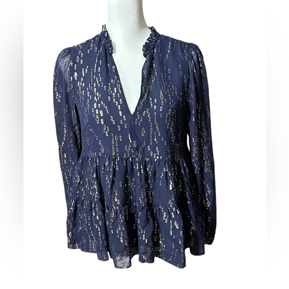 Lilly Pulitzer Navy Blue with Gold Metallic Accents Sz 2 NWT